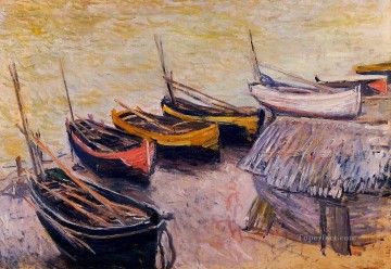 Dockscape Painting - Boats on the Beach Claude Monet